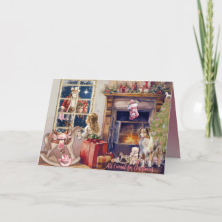 Little Girl, Pink Cowboy Boots for Christmas Card Helgkort