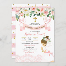 Little Girl Praying First Heliga Communion Inbjudningar