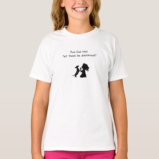 Little Girl Praying with Dachshund Shirt Tröja (Framsida)