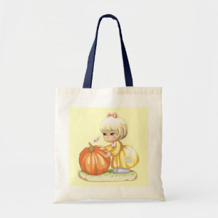 Little Girl & Pumpkin Budget Tote Tygkasse