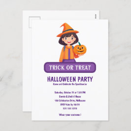 Little Girl Pumpkin Bus eller godis Helg Vykort