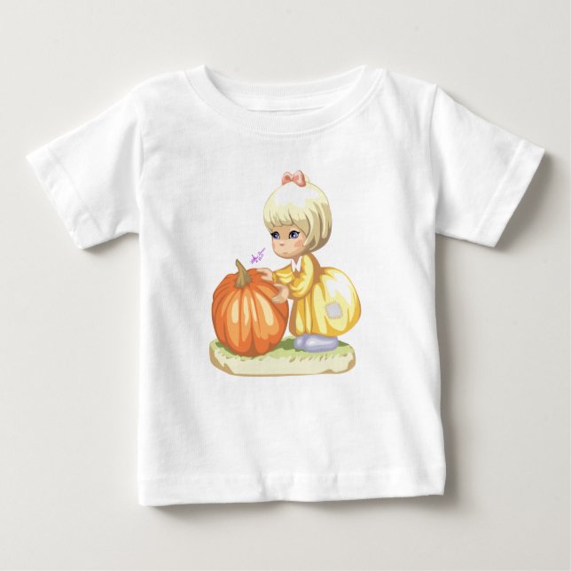 Little Girl & Pumpkin Småbarn Longtärmade Tee (Framsida)