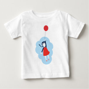 Little Girl & Red Balloon Cute Graphic Tee Shirt