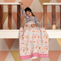 Little Girl Rosa Unicorn Mönster med First Namn