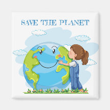 Little Girl Save the Planet Magnet