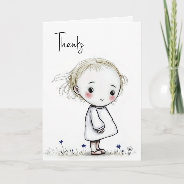 Little Girl Sketch Tack Kort (Framsida)