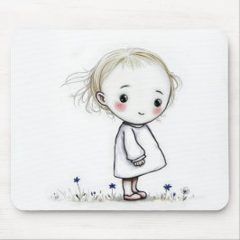 Little Girl Sketch with Wildblommor Musmatta