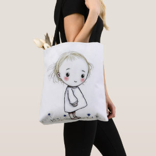 Little Girl Sketch with Wildblommor Tygkasse