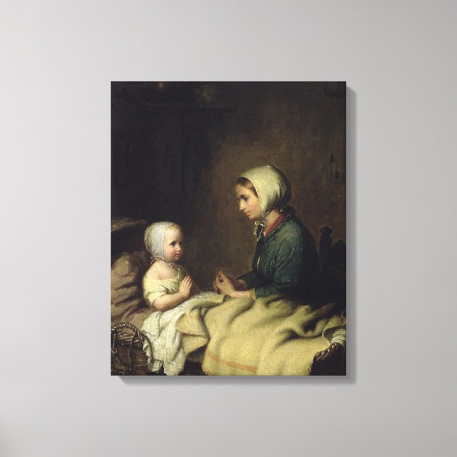 Little Girl som säger sina böner i Bed Canvastryck (Framsida)