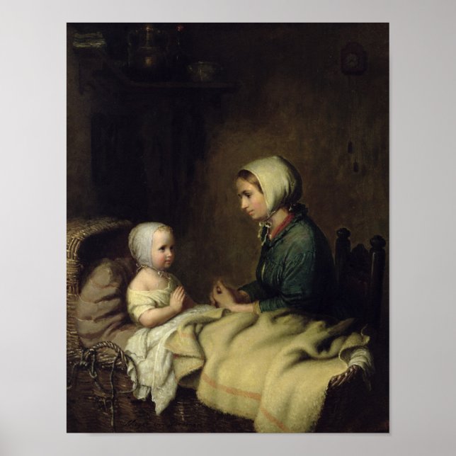 Little Girl som säger sina böner i Bed Poster (Framsidan)