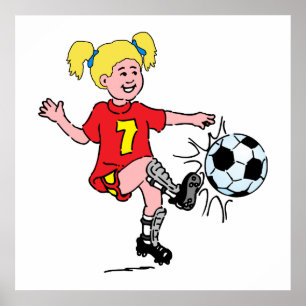 Little Girl Speling Soccer Poster