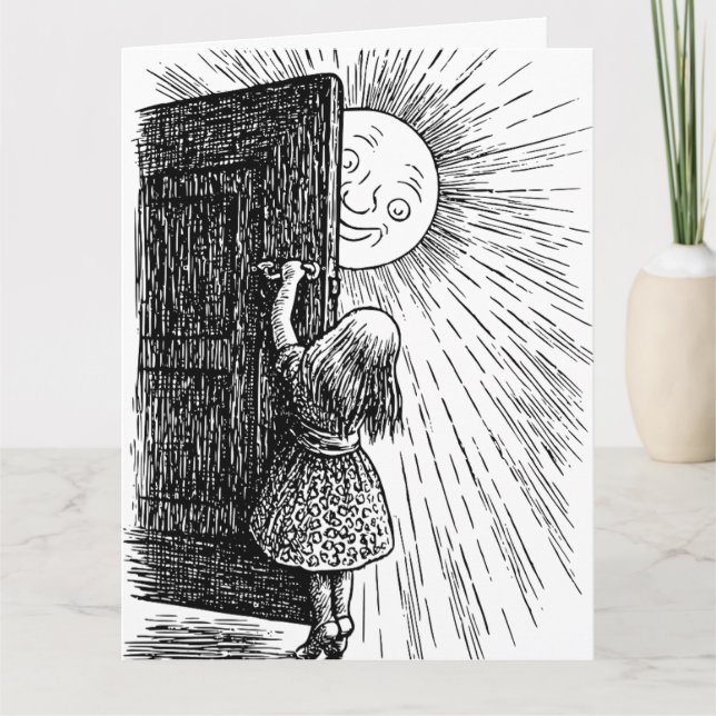 LITTLE GIRL SUNSHINE ART BIRTHDAY GREETY CARD TACK KORT (Framsida)