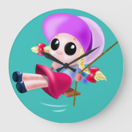 Little Girl Swinging Stor Klocka