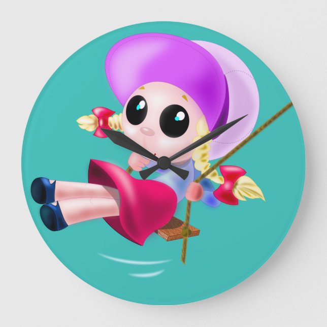 Little Girl Swinging Stor Klocka (Framsida)