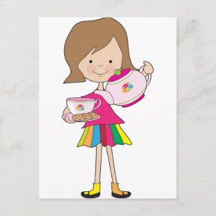 Little Girl Tea Vykort