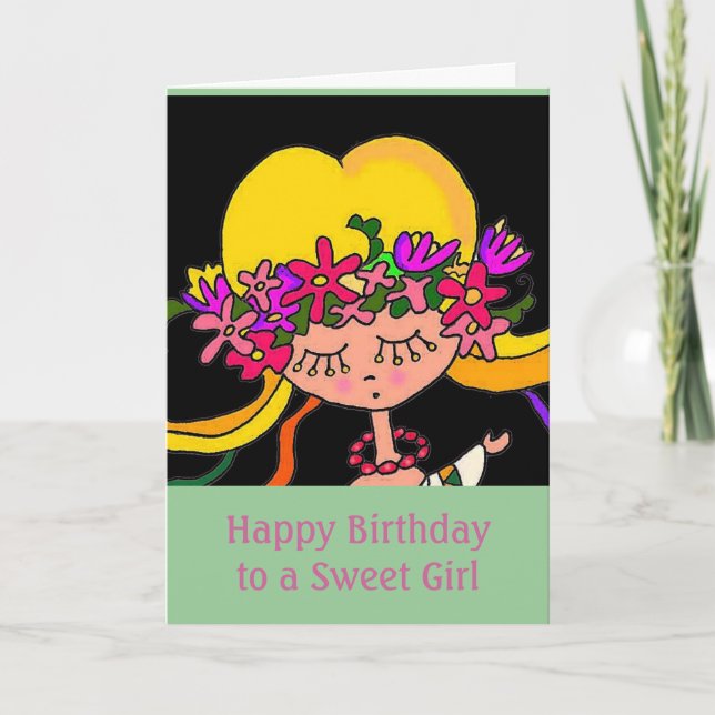 Little Girl Ukrakrainska folkArt Kort (Framsida)