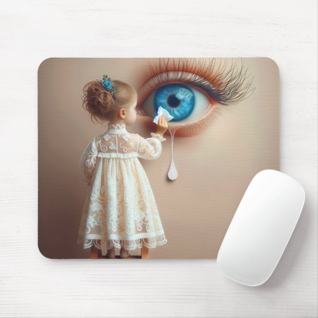 Little Girl Wiping a Tear Away Musmatta (Med mus)