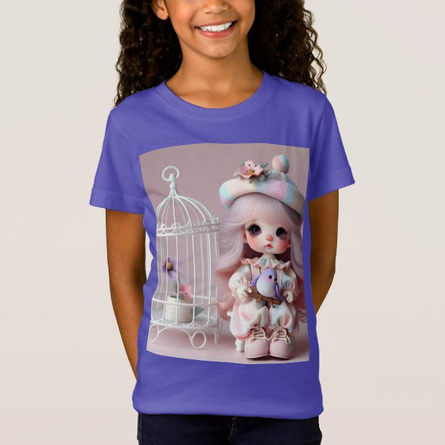 Little Girl with a Bird, Collection by Natasha Us T Shirt (Framsida)