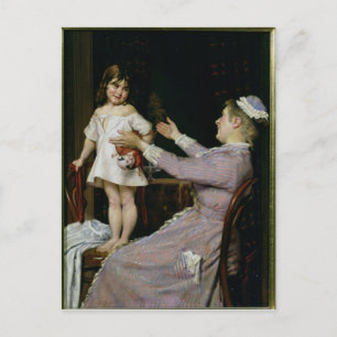 Little Girl with a Doll and Her Nurse, 1896 Vykort