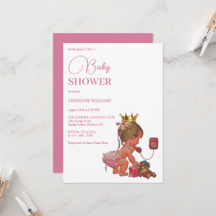 Little Girl with a Krona Baby Shower Inbjudningar