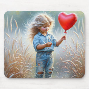 Little Girl with a Red Heart Balloon Musmatta