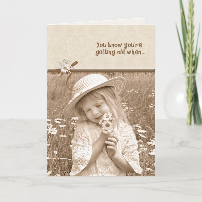 Little Girl with Birthday Daisys Kort (Framsida)