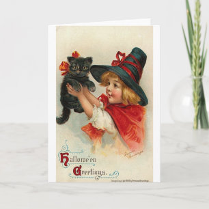 Little Girl with Black Kitten Kort