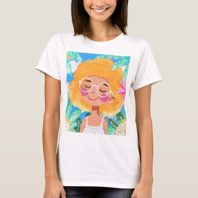 Little Girl with Flowers T Shirt (Framsida)