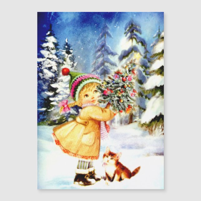 Little Girl with Julgran Helgdag Card (Framsida)