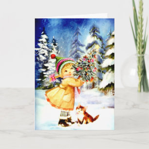 Little Girl with Julgran Helgkort