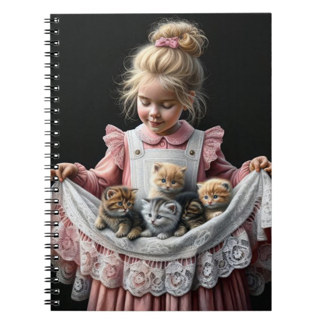 Little Girl with Kittens in her Apron Anteckningsbok (Framsidan)