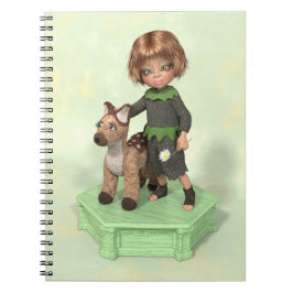 Little girl with plushtoy fawn notebook anteckningsbok