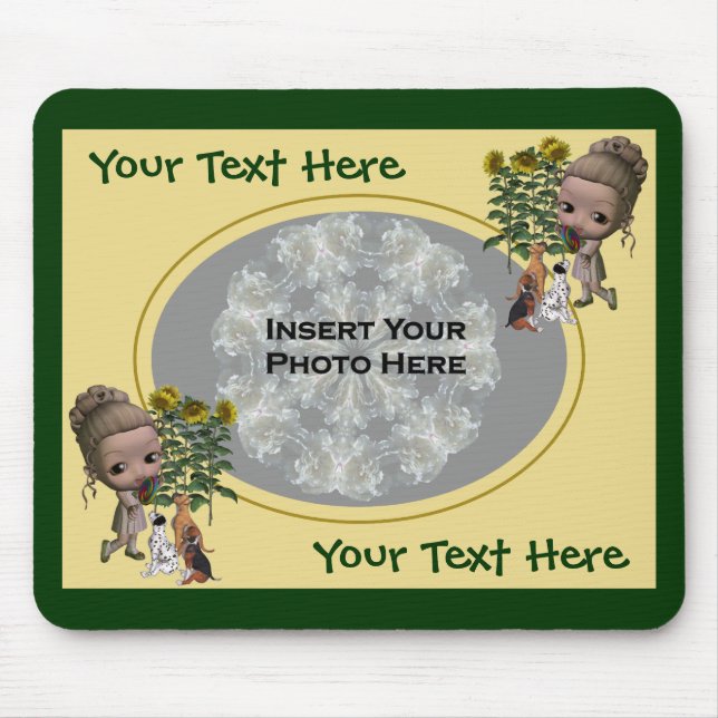 Little Girl with Puppies Photo Musmatta (Framsidan)