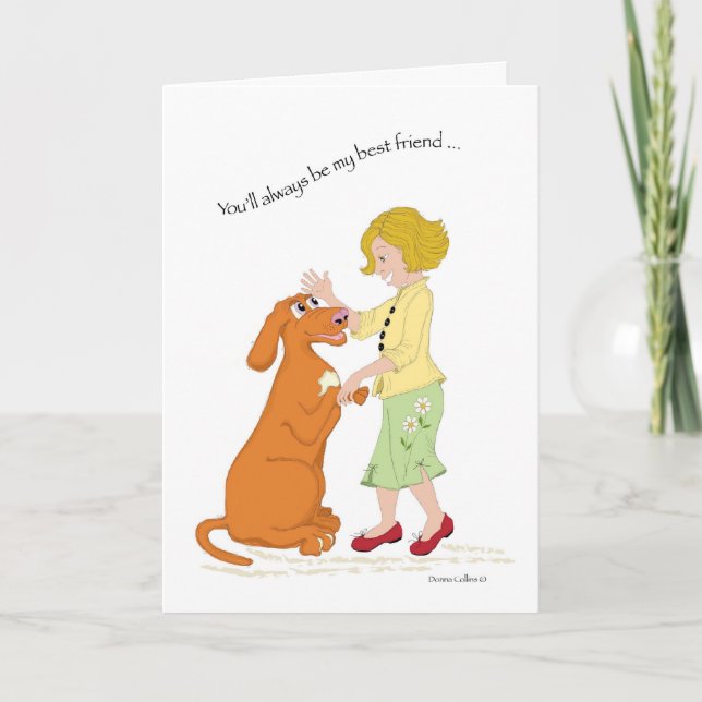 Little Girl with Puppy Best Friend Card Kort (Framsida)