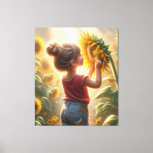 Little Girl with Solros Canvastryck