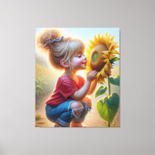 Little Girl with Solros Canvastryck