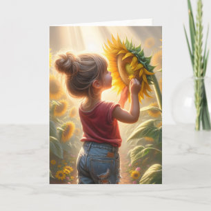 Little Girl with Solros Glow Kort