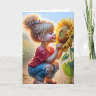 Little Girl with Solros Glow Kort