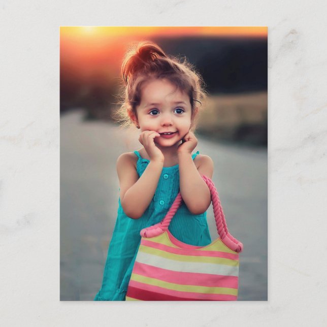 Little Girl with Stripe Handbag Vykort (Framsida)
