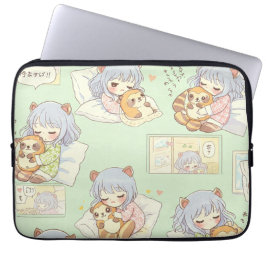 Little Girl with Tanuki by Natasha Us Laptop Fodral