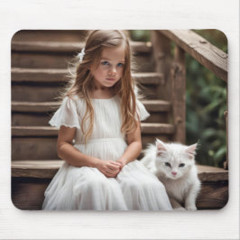 Little Girl with White Cat Musmatta