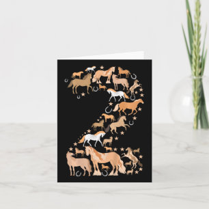 Little Girls 2 års Old Birthday Horse Graphi Kort