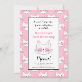 Little Girls 3rd Birthday Party Rosa Kattunge Meddelande