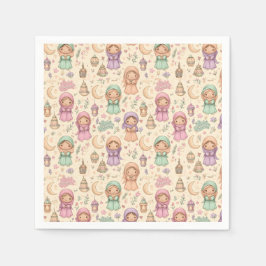 Little Girls Colourful Eid Mubarak Napkins Pappersservett