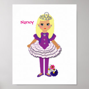 Little Girls Cute Personlig Fairy Princess Poster