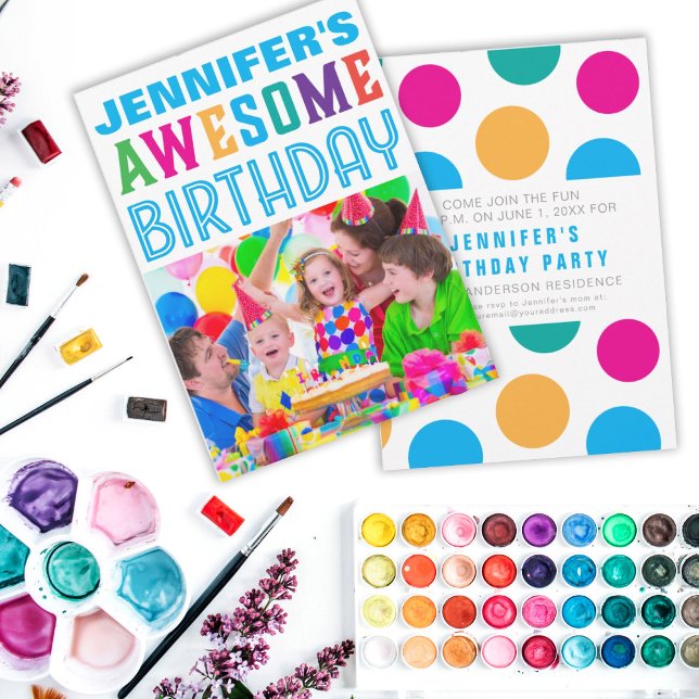 Little Girls Fantastisk Födelsedagsfest Cute Inbjudningar (Skapare uppladdad)