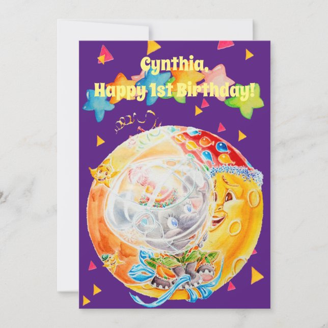 Little Girls First Birthday Personlig Hälsning Tack Kort (Framsida)