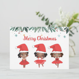Little Girls jultomten Hat Ballerinas Julkort