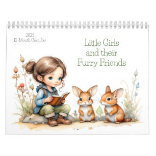 Little Girls och deras Hårig Friends 12 Month 2025 Kalender