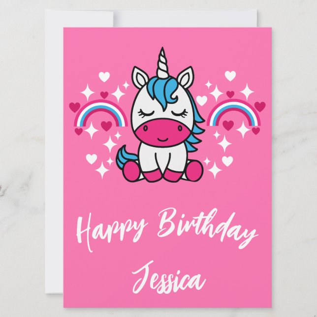 Little Girls Rosa Rainbow Unicorn (Framsida)